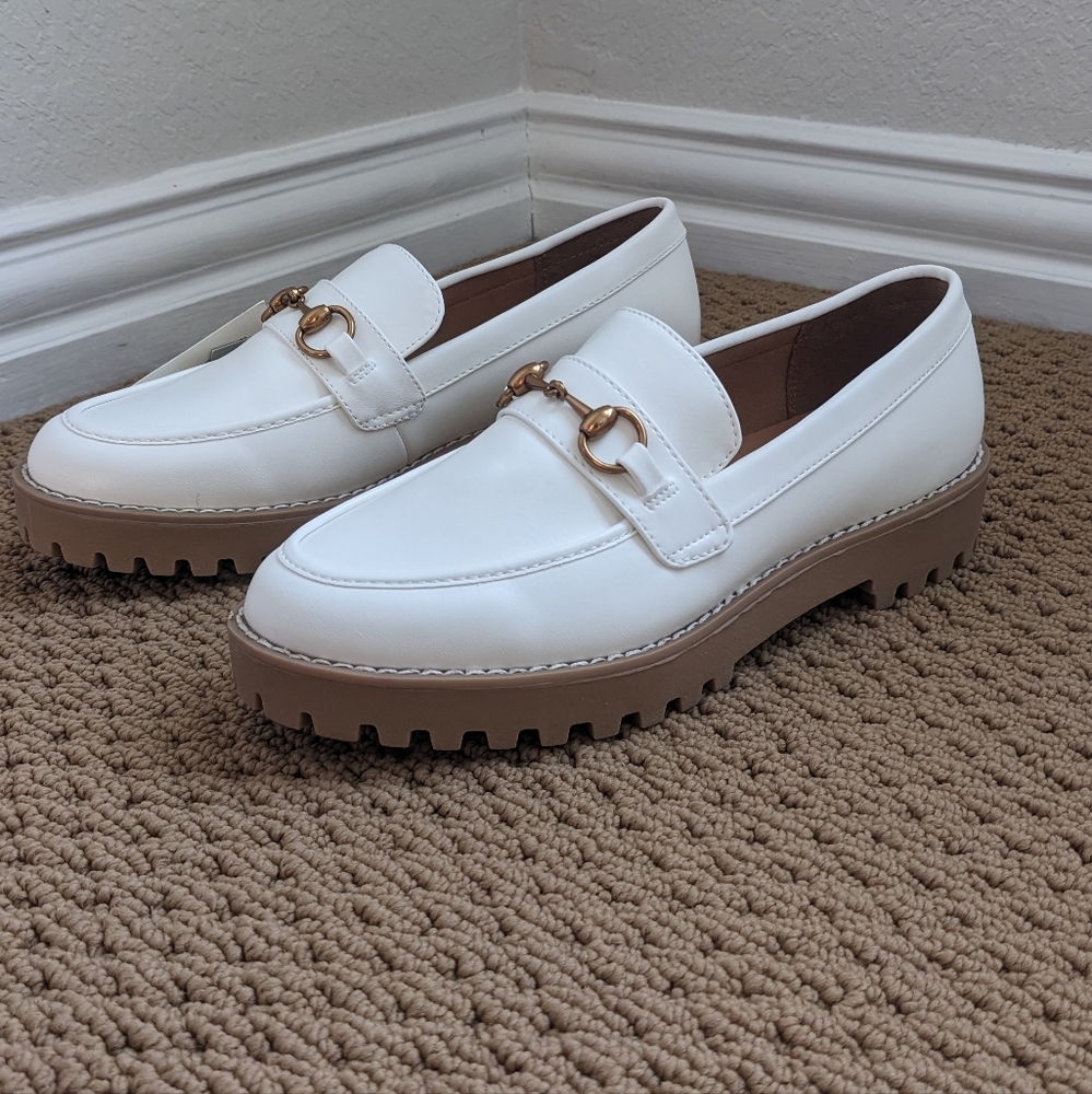 NWT White Platform Loafers